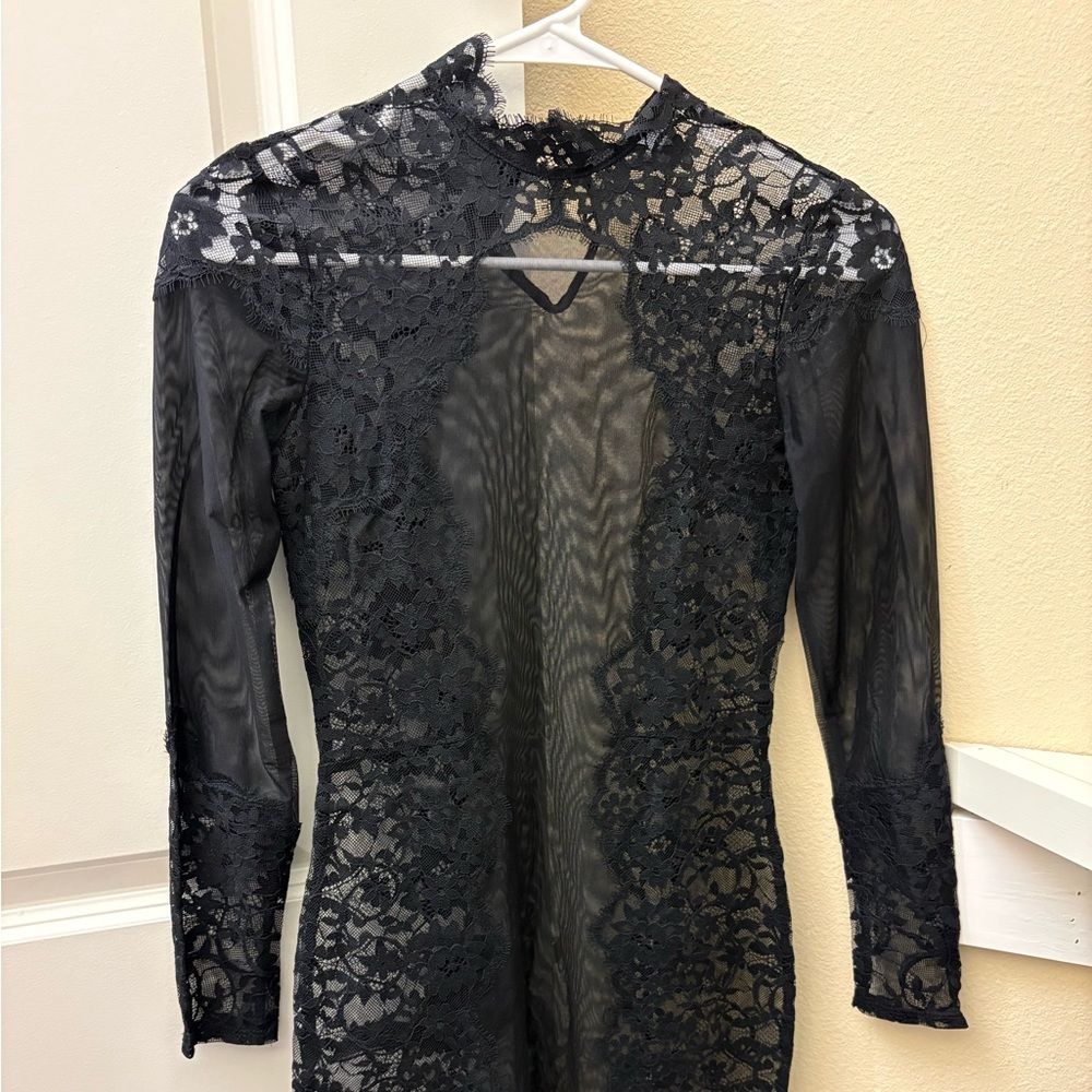 Hunkemoller Maya black lace long sleeve chemise